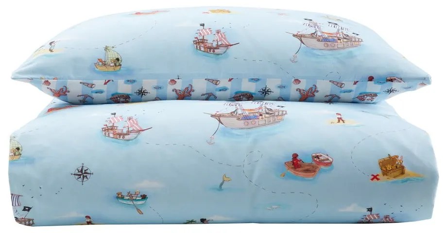 Set copripiumino e federa da bambini blu in cotone per letto singolo 135x200 cm Pirates – Belle &amp; Boo