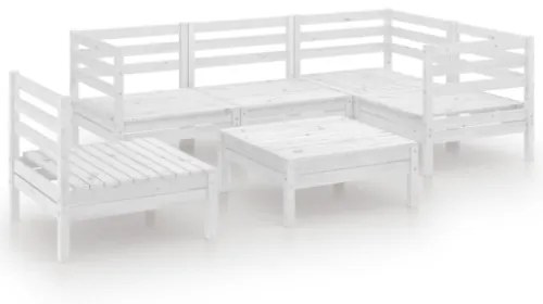 Set Divani da Giardino 6 pz in Legno Massello di Pino Bianco