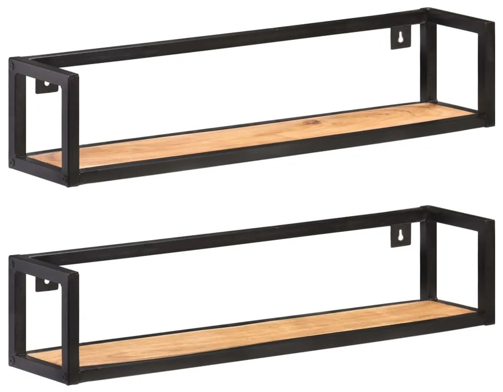 Mensole A Muro 2 Pz 80 Cm İn Legno Massello Di Acacia /