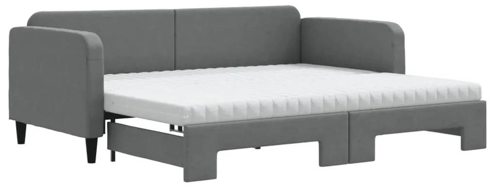 Divano letto estraibile materassi grigio scuro 90x200cm tessuto