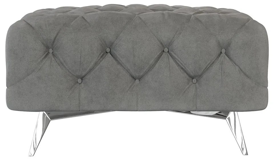 Poggiapiedi grigio con rivestimento in velluto Chelsea – Ropez