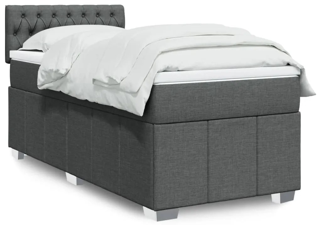 Giroletto A Molle Con Materasso Grigio Scuro 100x200 Cm Tessuto /