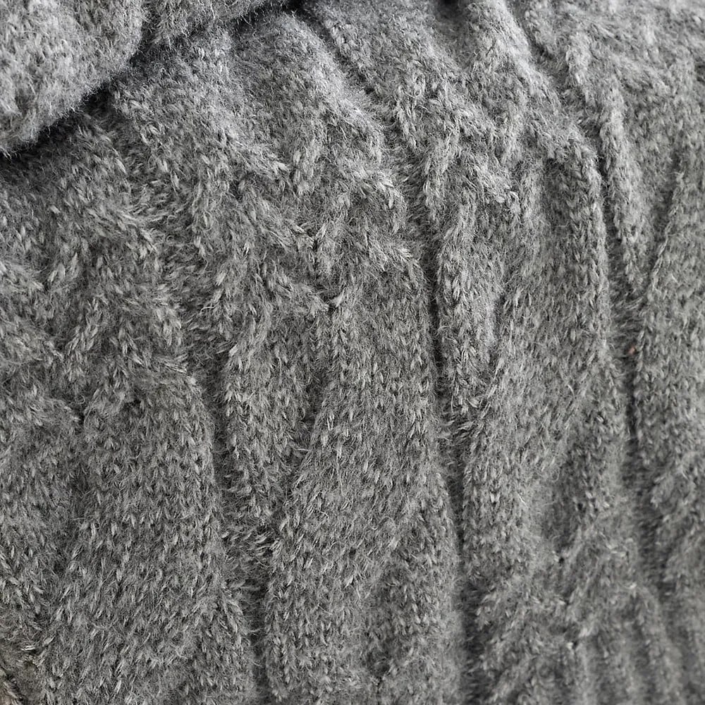 Coperta grigia a maglia 150x200 cm Cable Knit - Bianca