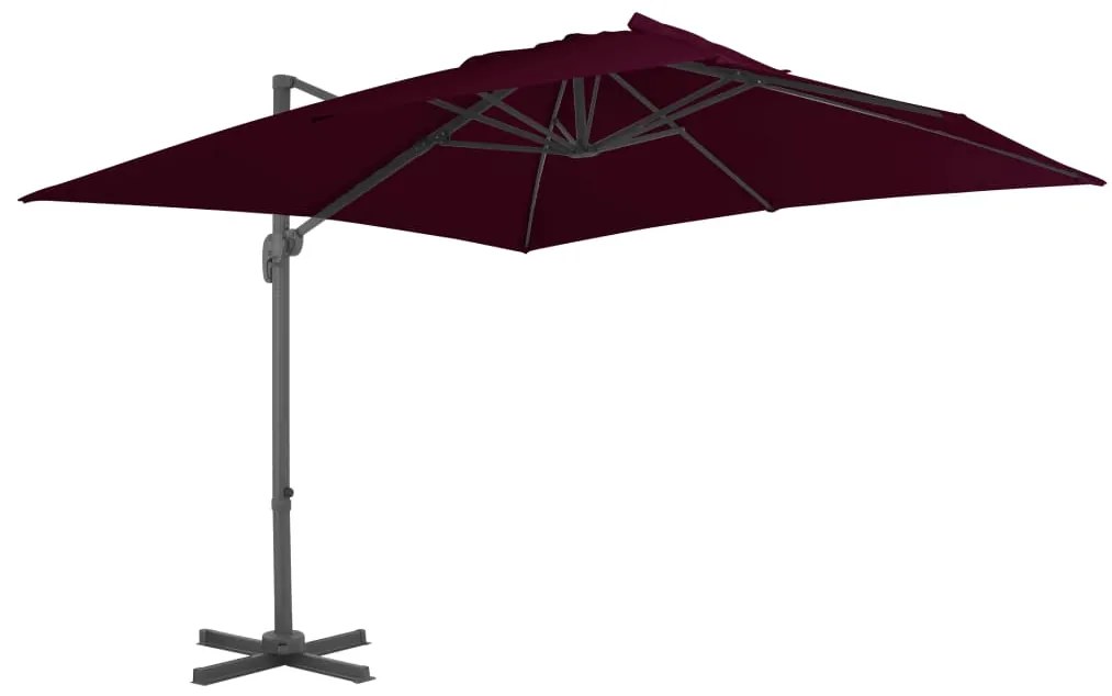 Ombrellone A Sbalzo Con Palo İn Alluminio 300x300 Cm Bordeaux /