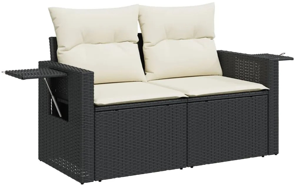 Set divani da giardino 13pz con cuscini nero in polyrattan