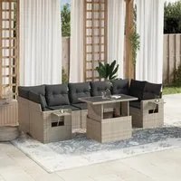 Set Divano da Giardino 8pz con Cuscini Grigio Chiaro Polyrattan 3267782