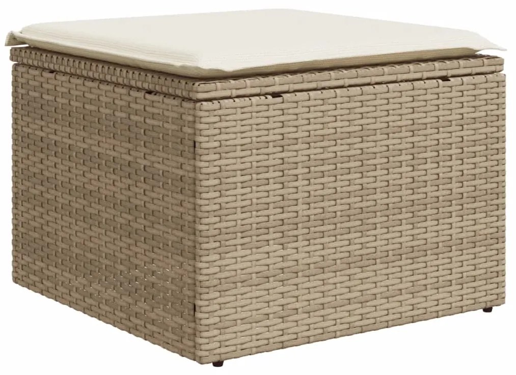 Set divano da giardino 9 pz con cuscini beige in polyrattan