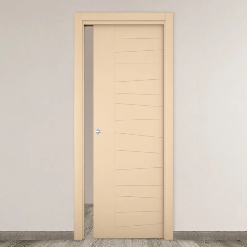 Porta tamburata scorrevole Madera beige L 60 x H 210 cm reversibile