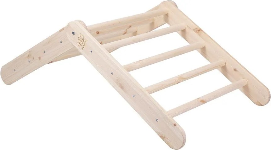 Pikler triangolo montessori rosa/di colore naturale in pino massiccio 61x60x60 cm Montessori – Meowbaby