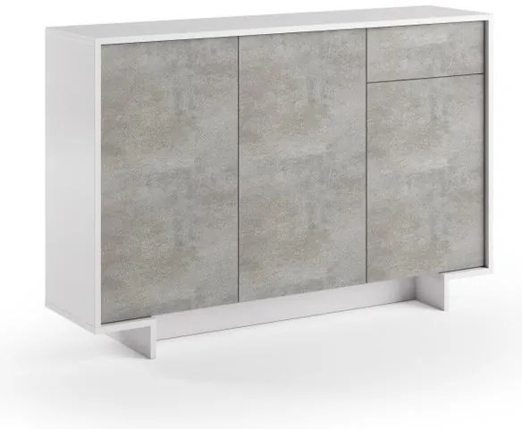 Mobile Madia Slim L 134 x H 87 x P 35 cm bianco e grigio cemento