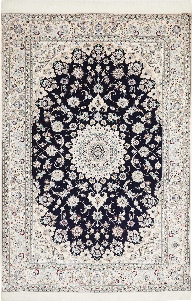 Nain Tappeto 150 x 230 Blu (Iran) Annodato A Mano