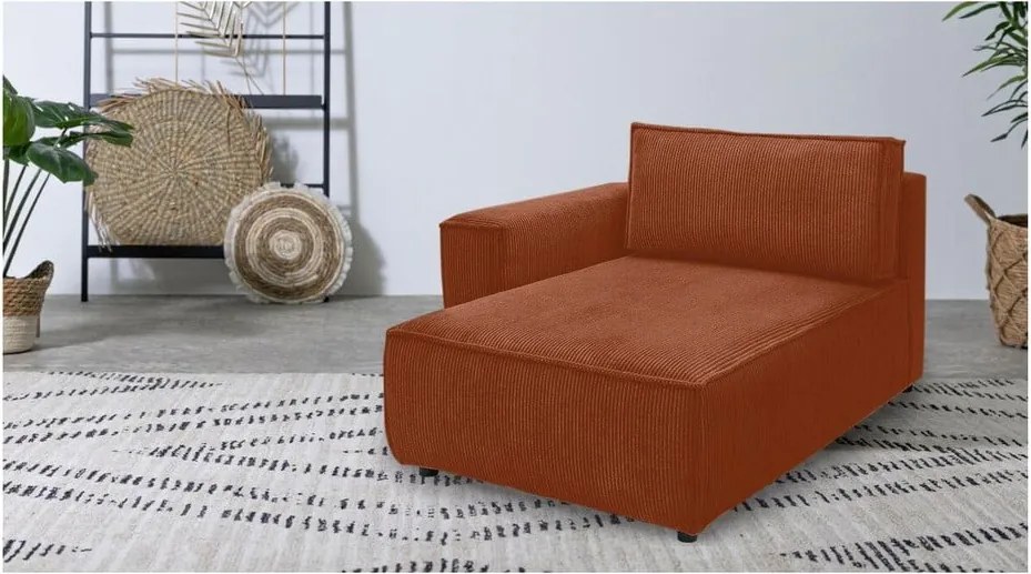 Modulo divano in velluto a coste color mattone, angolo sinistro Nihad modular - Bobochic Paris