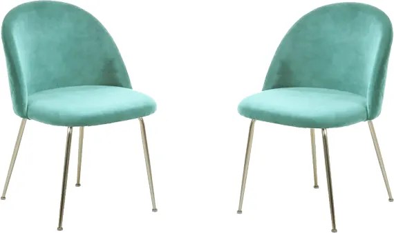 Sedia poltroncina in velluto Acquamarina con gambe in metallo Oro - PARIS 2 sedie