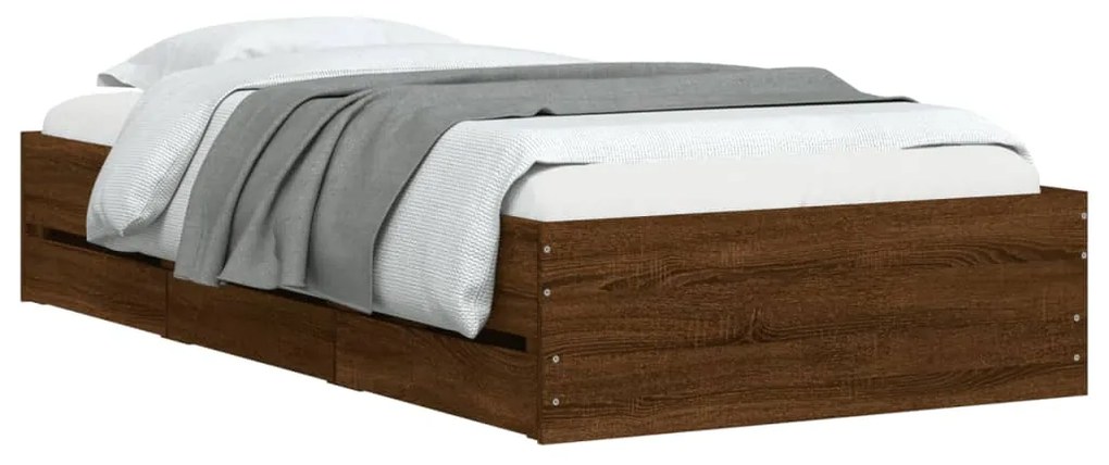 Giroletto cassetti rovere marrone 90x200 cm legno multistrato