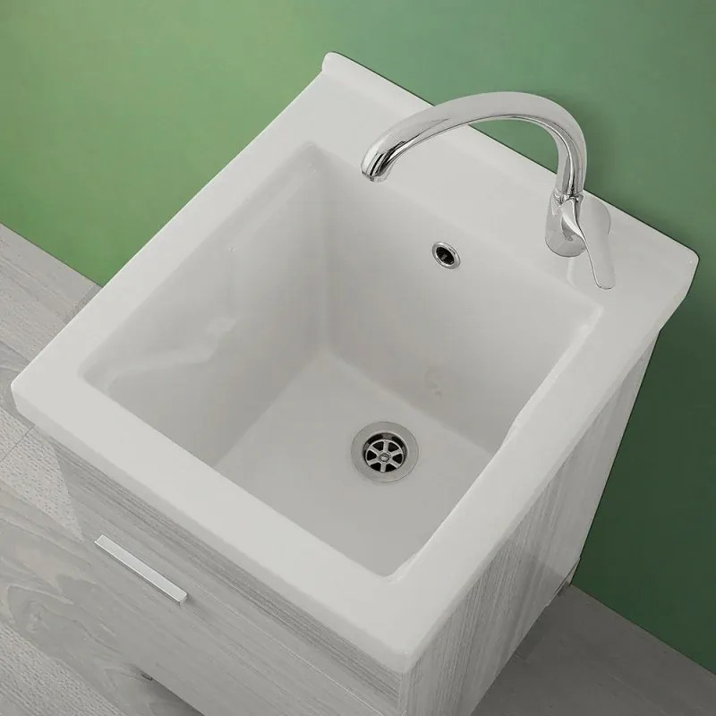 Mobile lavatoio in ceramica grigio 45x50 cm kit scarico incluso