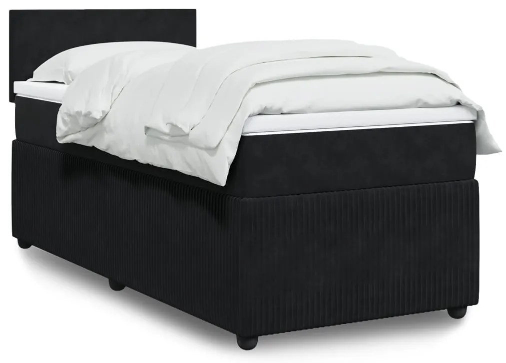 Giroletto A Molle Con Materasso Nero 80x200 Cm İn Velluto /