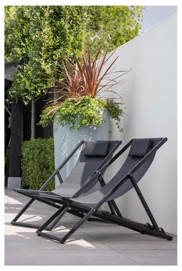 Sedia a sdraio da giardino pieghevole in metallo nero Esper - Exotan
