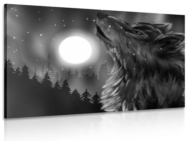Stampa su tela – Luna dei lupi in bianco e nero