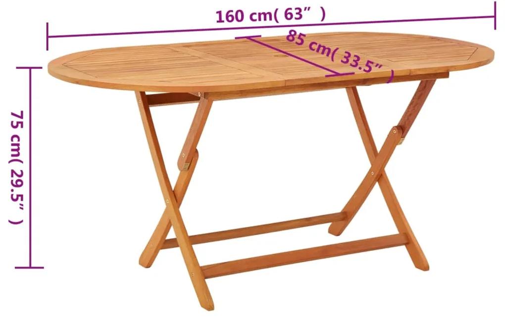 Tavolo da Giardino Pieghevole 160x85x75cm Massello di Eucalipto