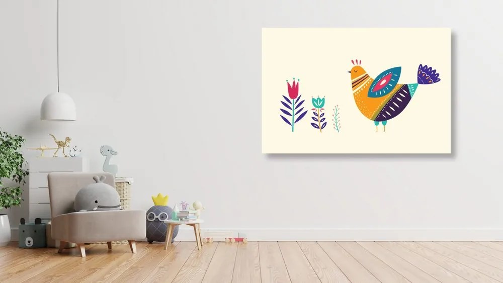 Quadro su tela – Gallinella in stile folk