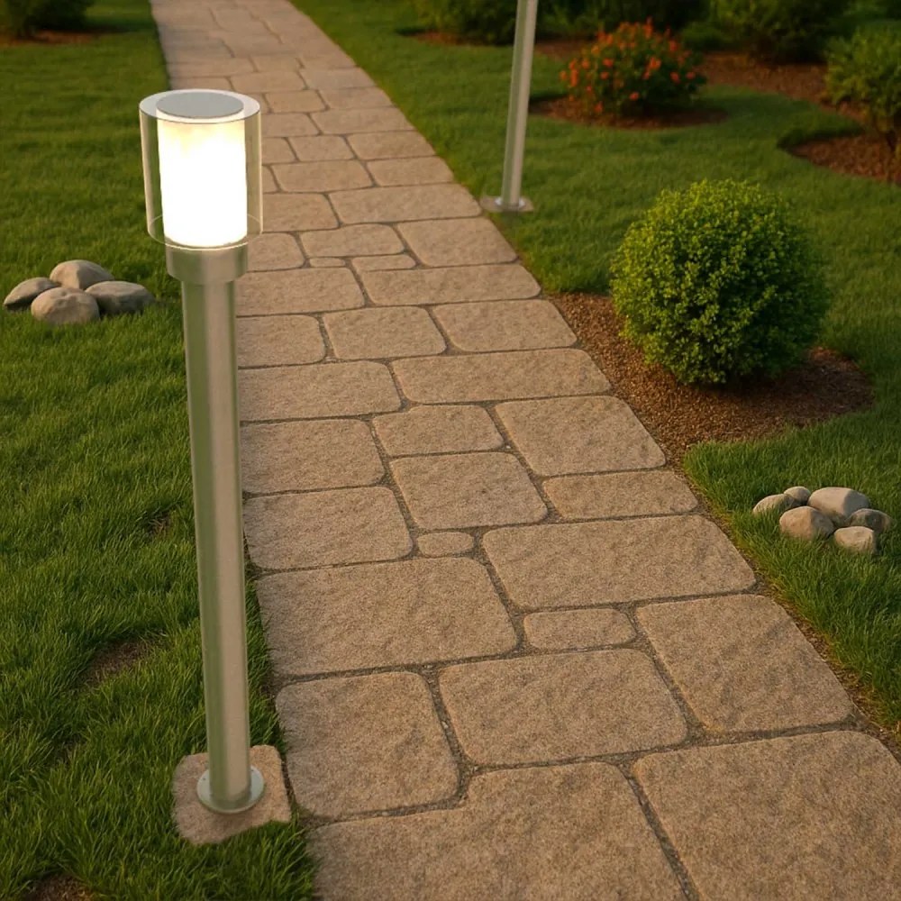Paletto da Giardino 100cm, acciaio INOX, IK06, IP54, base E27 Base E27