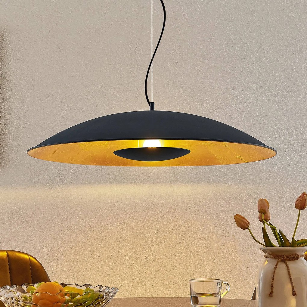 Lindby Narisara sospensione nero-oro 1 luce 80 cm