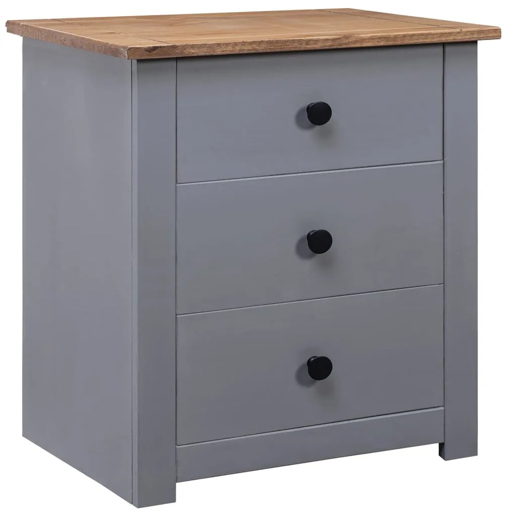 Comodino Grigio 46x40x57 Cm İn Legno Di Pino Panama Range /