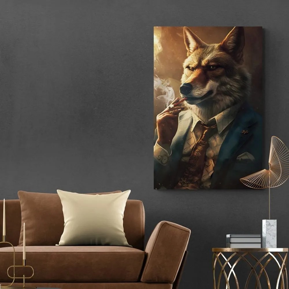 Quadro su tela – Gangster animale lupo