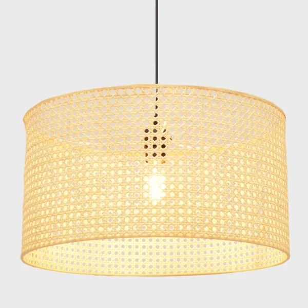 Lampadario a sospensione con filo ALBA 1xE27/15W/230V diametro 45 cm rattan/nero