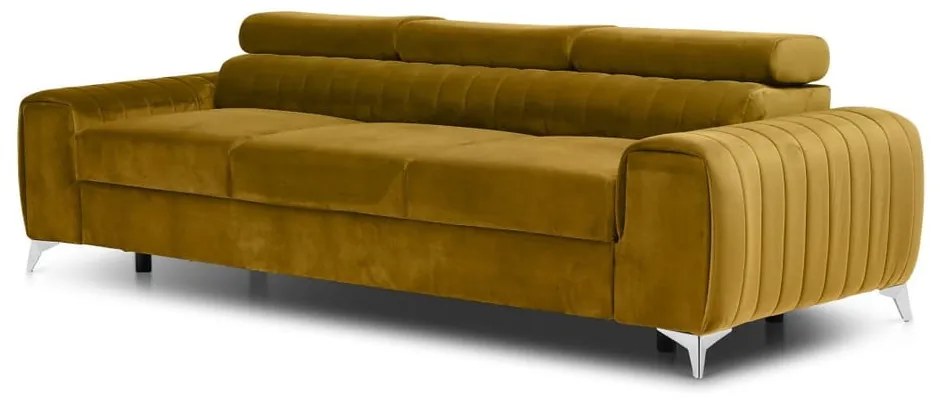 Divano color senape allungabile e rivestimento in velluto 261 cm Laurence – ELTAP