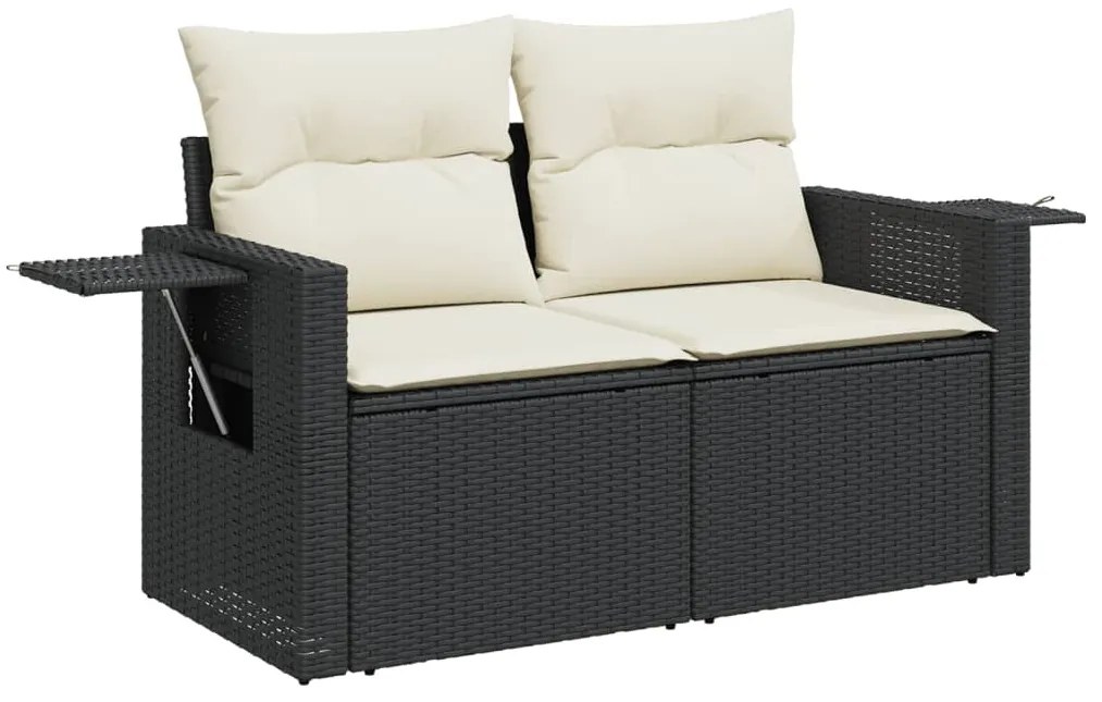 Set Divani da Giardino 9 pz con Cuscini Nero in Polyrattan