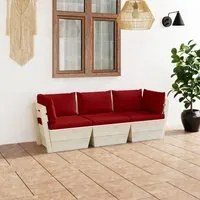 Divano da Giardino a 3 Posti su Pallet con Cuscini Legno Abete 3063405