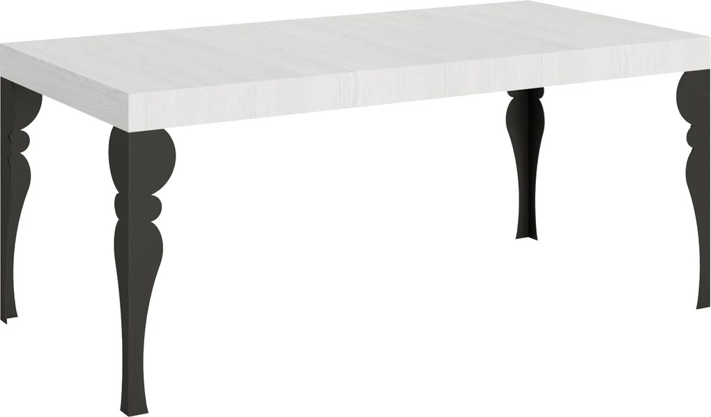 Tavolo Allungabile 200-304x90x77 cm Paxon Bianco Frassino Telaio Antracite...