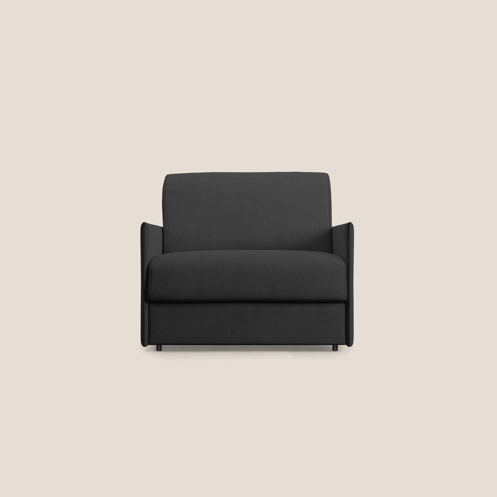 Evans poltrona letto in morbido tessuto impermeabile T02 nero
