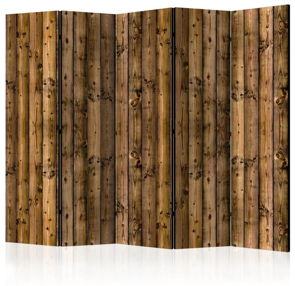 Paravento separè Cottage campagna II - texture legno marrone