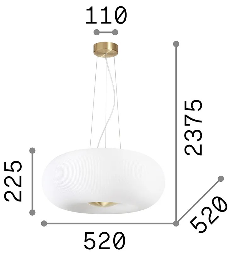 Sospensione Moderna Arizona Vetro Bianco 5 Luci Gx53 9W 3000K Luce Calda