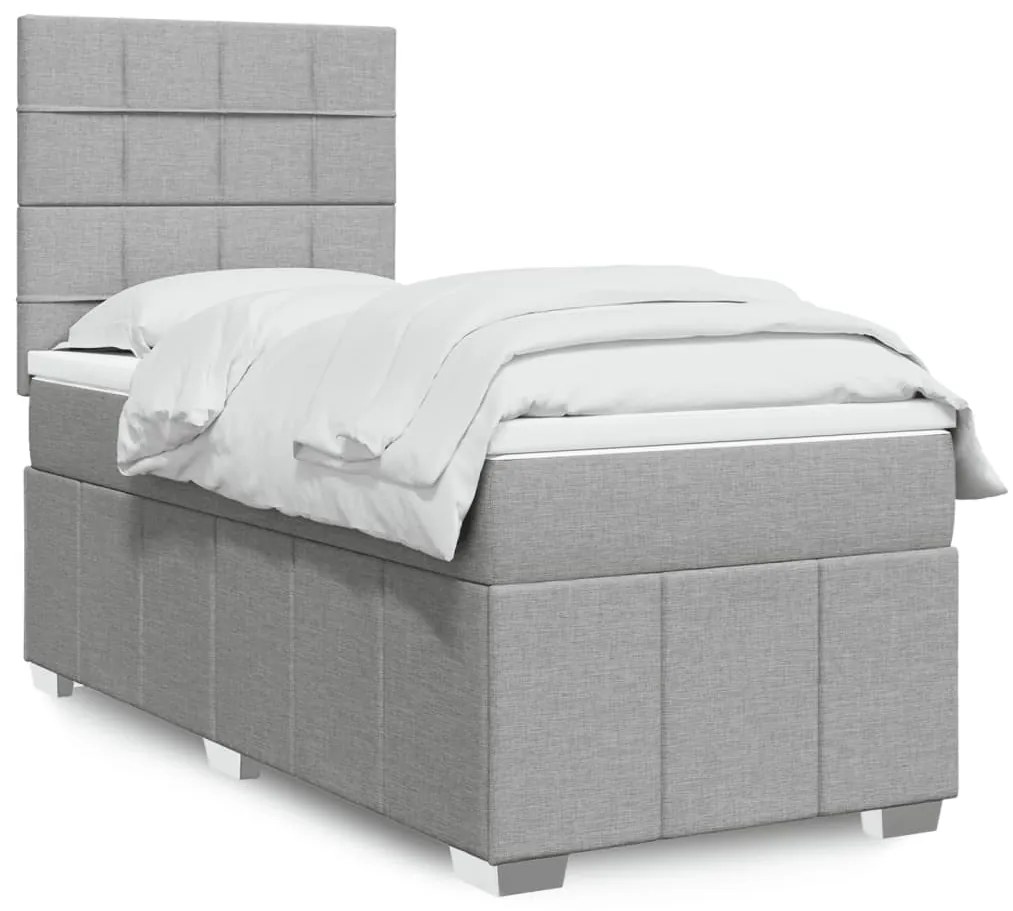 Giroletto A Molle Con Materasso Grigio Chiaro 90x200 Cm Tessuto /