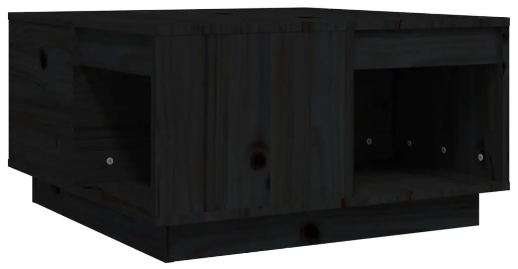 Tavolino da salotto nero 60x61x32,5 cm legno massello di pino