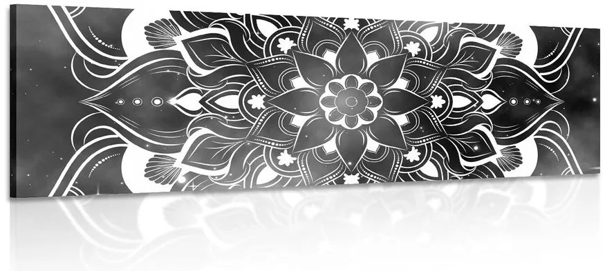 Quadro su tela – Mandala moderna con motivo orientale in bianco e nero