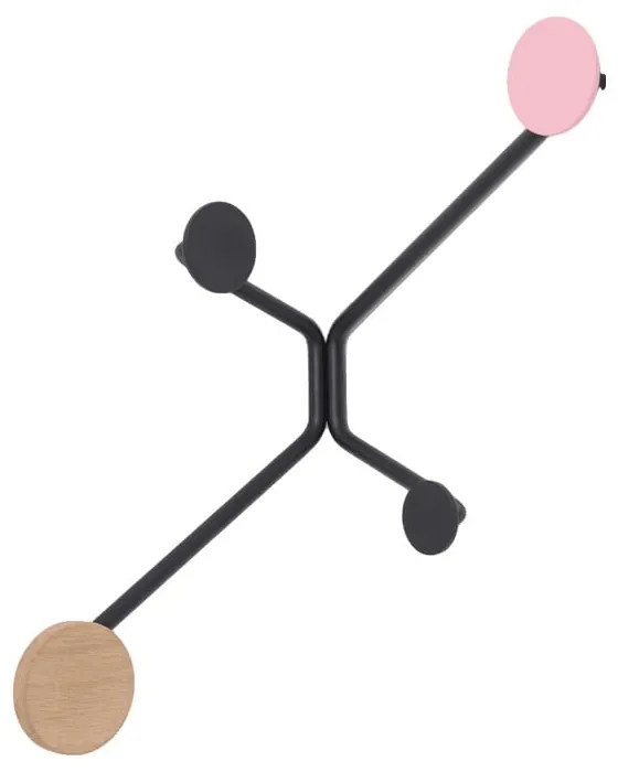 Appendiabiti da parete angolare nero con dettaglio rosa Hook - Gazzda