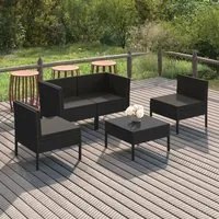 Set Divani da Giardino 5 pz con Cuscini in Polyrattan Nero cod mxl 40867