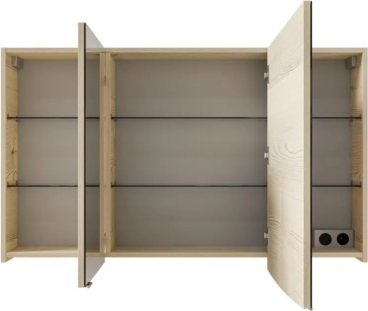 Specchio Contenitore Contea Con Illuminazione PELIPAL destro pino polar L 120 x H 70 x P 17 cm, completo di presa ed interuttore