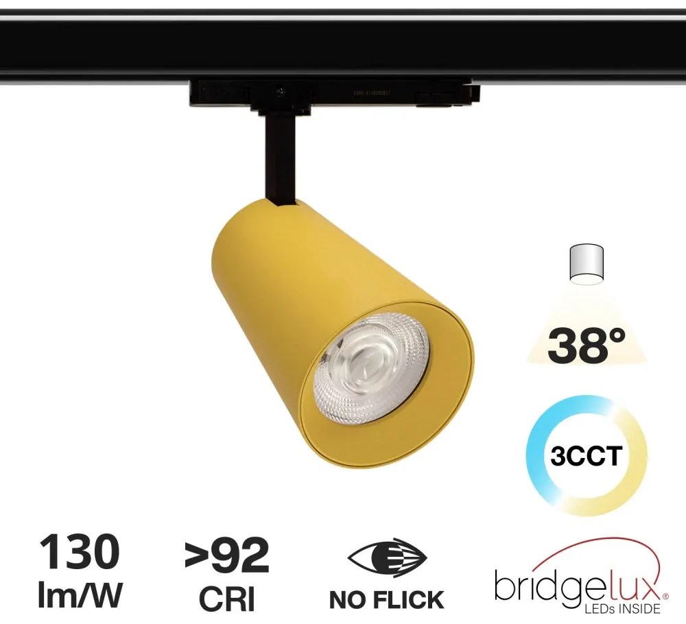 Faro LED 40W Trifase Giallo CRI92 Bianco Variabile 38° - Bridgelux LED Colore Bianco Variabile CCT