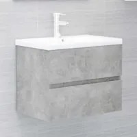 Mobile Bagno con Lavabo Integrato Grigio Cemento in Truciolato 3071634