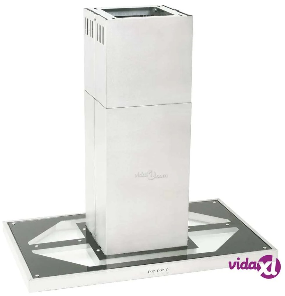 vidaXL Cappa a Isola 90 cm Acciaio Inossidabile 756 m³/h LED