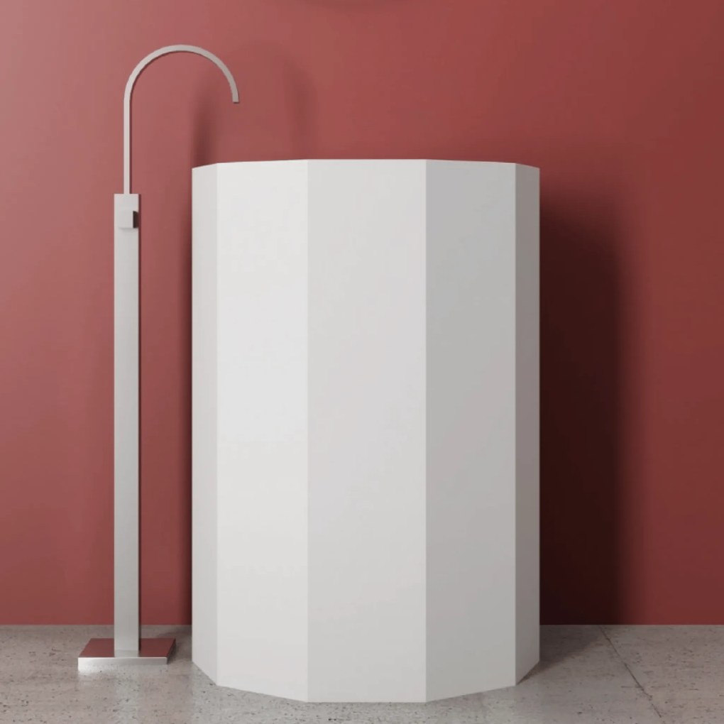 Lavabo Freestanding Con Scarico a Parete 50 Cm Lullaby "Howland" Bianco Opaco