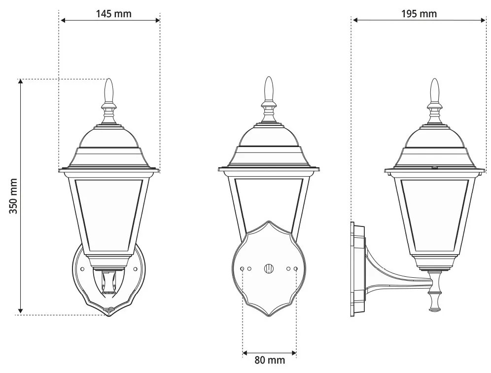 Applique Lanterna da Esterno E27 IP54 Bianca - Serie ALFIERI 1A