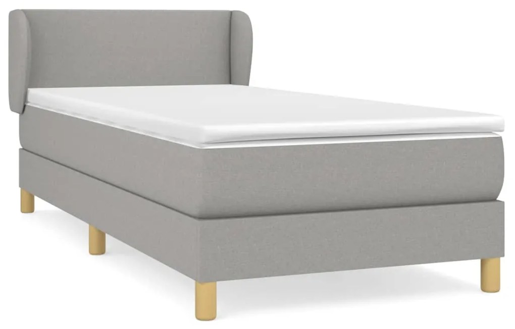 Giroletto a molle con materasso grigio chiaro 90x200 cm tessuto
