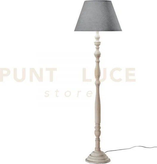 Piantana bourlesque bianca 1 luce attacco e27 45x155cm in legno e p...