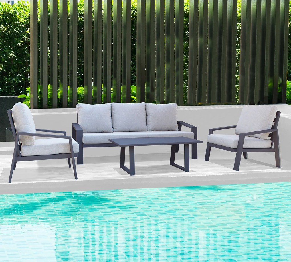 PERCY - salotto da giardino in alluminio 5 posti